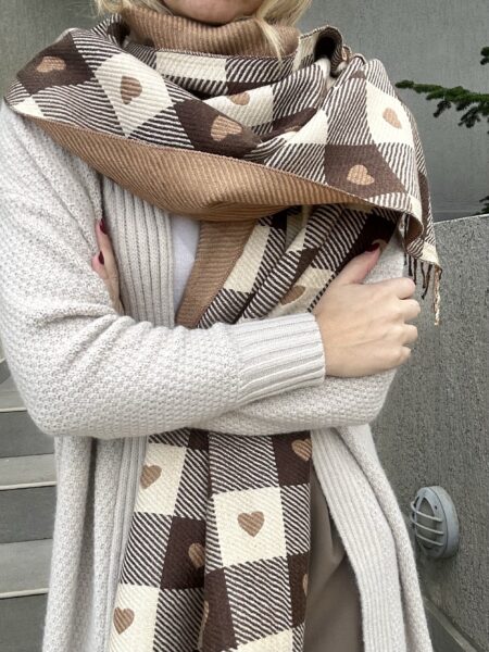 Heart Scarf Brown