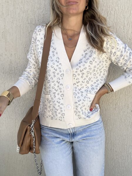 Chloe Leopard Cardigan Cream