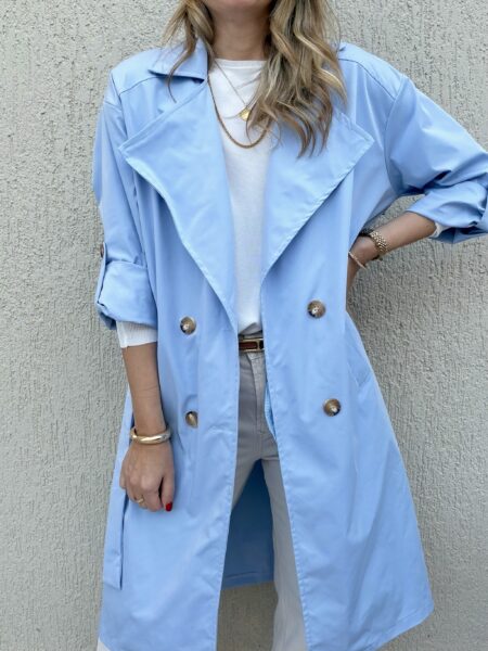 Amelia Light Blue Trench Coat
