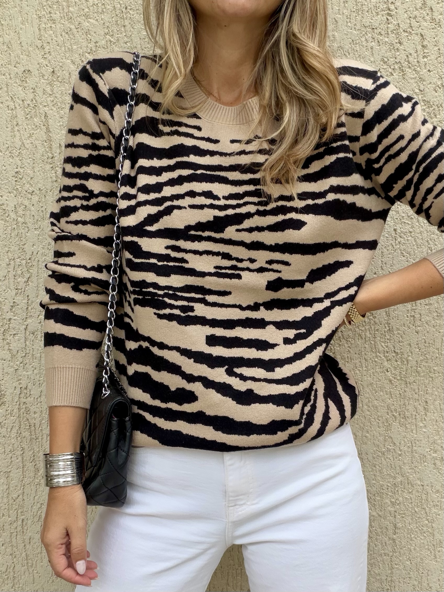 Alessia Beige/Black Knit - Image 3