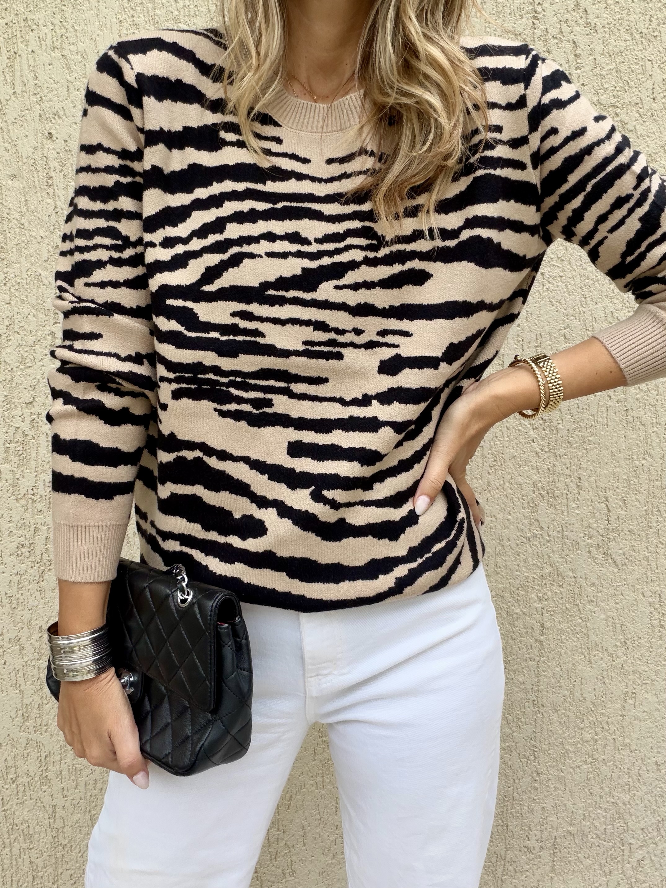 Alessia Beige/Black Knit - Image 2